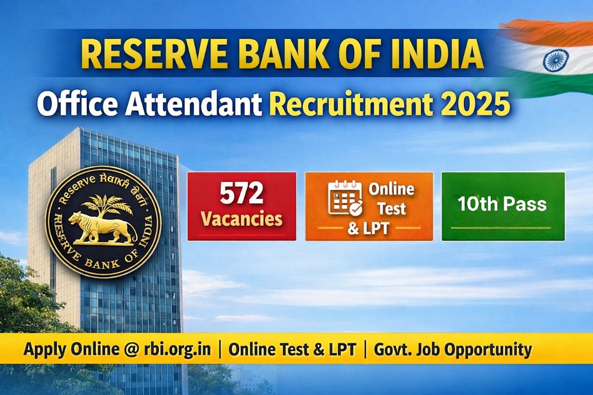 RBI Office Attendant 2025 recruitment notification with online test details