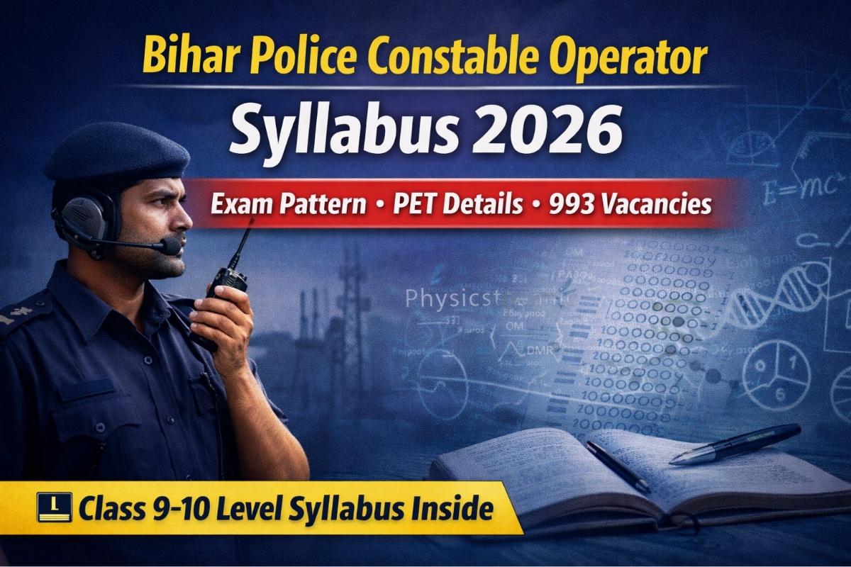 Bihar Police Constable Operator Syllabus 2026 showing exam pattern, PET details and 993 vacancy information