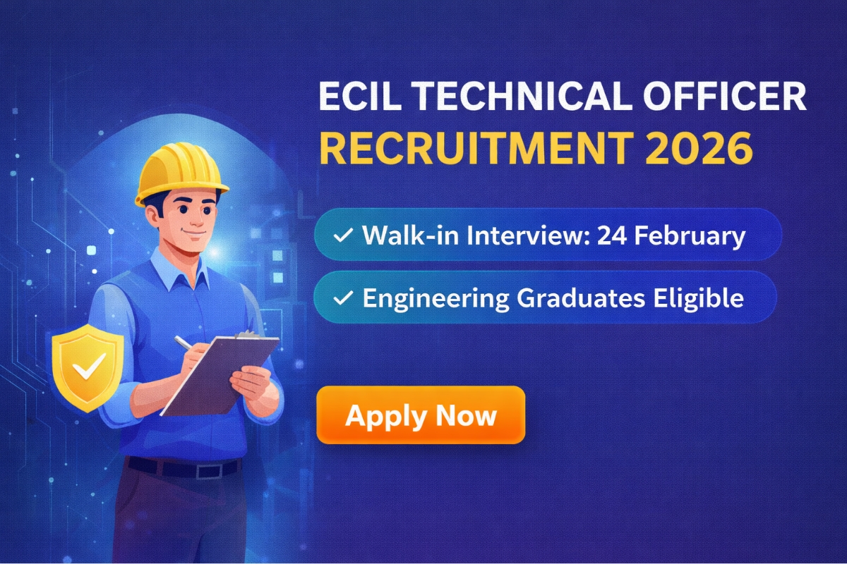 ECIL Technical Officer Recruitment 2026 walk-in interview banner for engineering graduates in Hyderabad