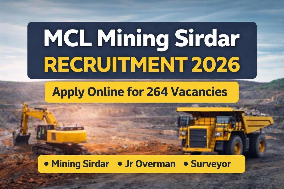 MCL Mining Sirdar Recruitment 2026 apply online for 264 vacancies including Jr Overman and Surveyor posts