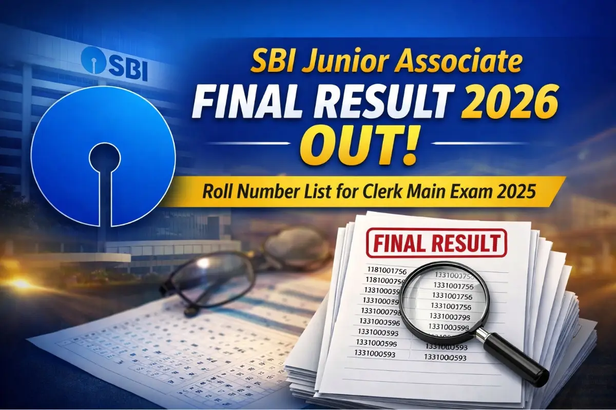 SBI Junior Associate Final Result 2026 Out. Check roll number list for SBI Clerk Main Exam 2025 held on 21 November. Download result PDF now.