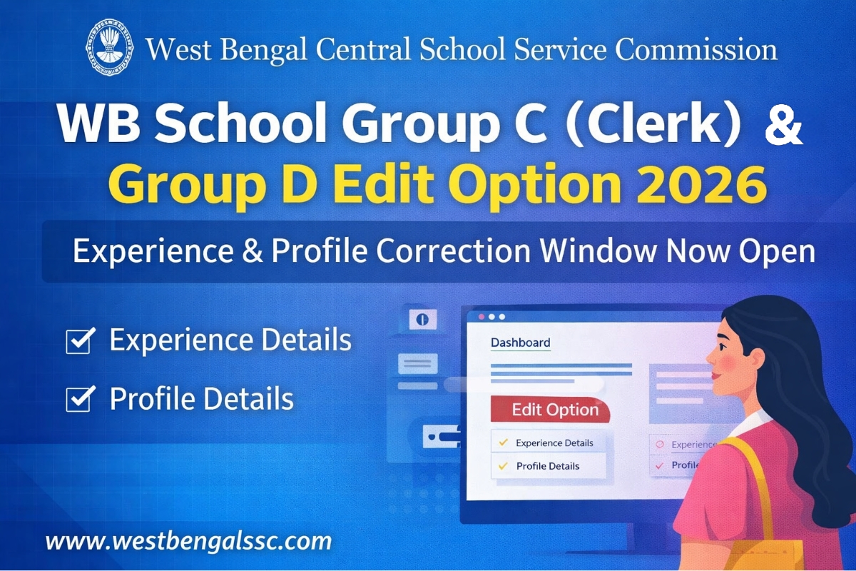 WB School Group C Clerk and Group D Edit Option 2026 experience details correction notice