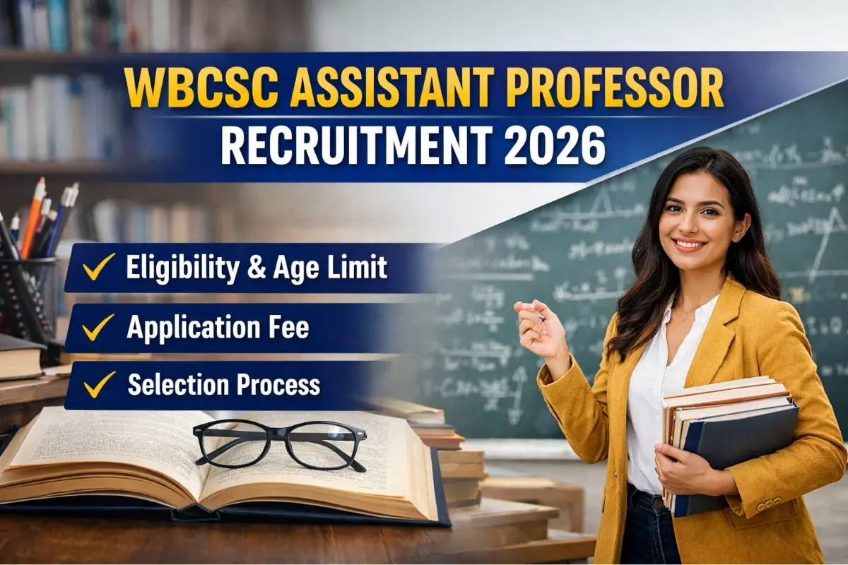 WBCSC Assistant Professor Recruitment 2026 Notification released. Check eligibility, age limit, application fee, NET exemption and selection process details.