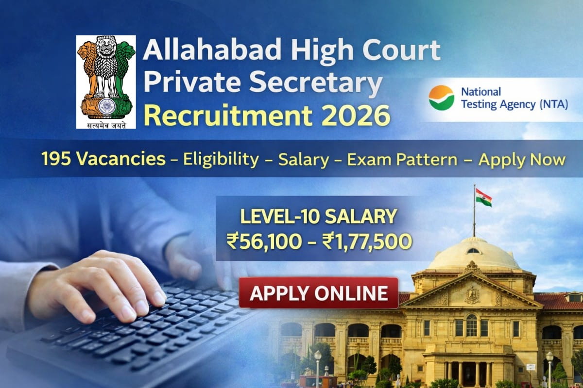Allahabad High Court Private Secretary Recruitment 2026 announced for 195 posts. Check eligibility, salary, exam pattern, age limit and application process.