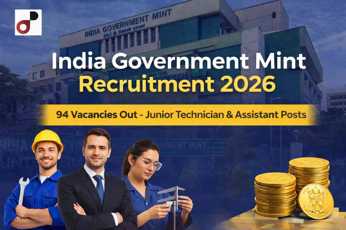 India Government Mint Recruitment 2026 announced 94 vacancies for Junior Technician and Assistant posts. Check eligibility, salary, and apply online details.