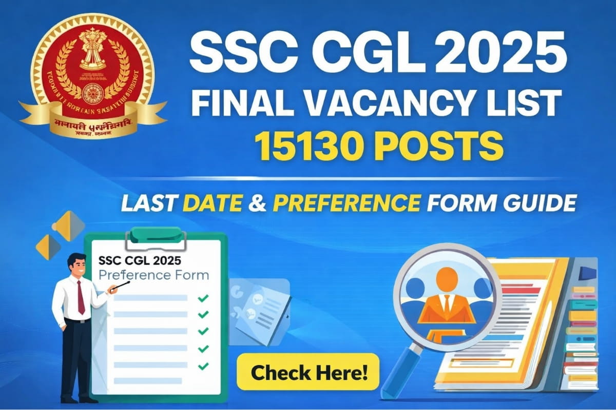 SSC CGL 2025 final vacancy list released for 15130 posts. Check category-wise vacancies, last date and step-by-step guide to fill option preference form.