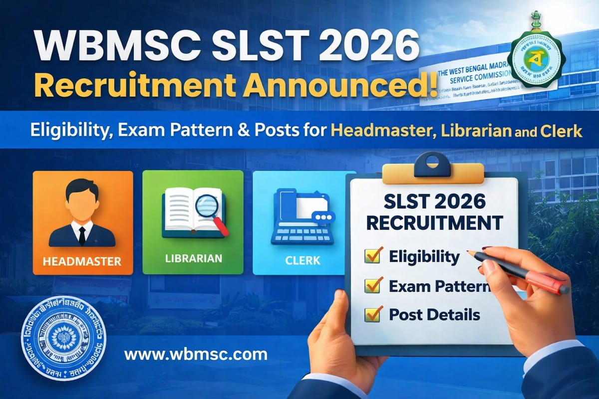 WBMSC SLST 2026 Recruitment announced for Headmaster Librarian and Clerk posts eligibility exam pattern details