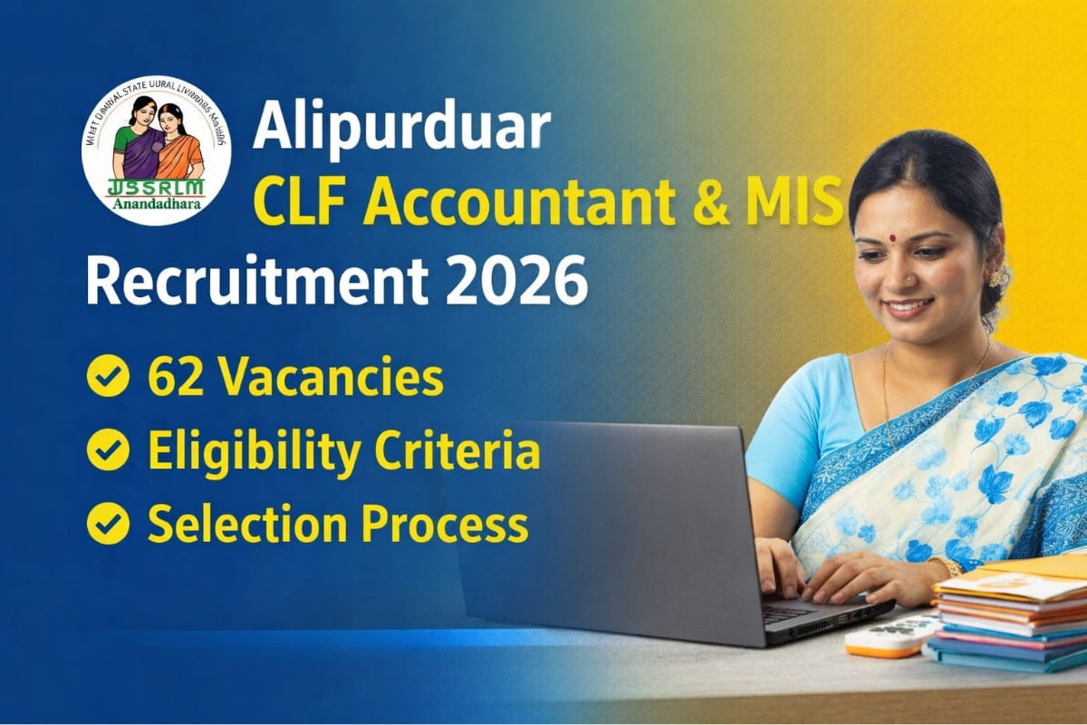 Alipurduar CLF Accountant MIS Recruitment 2026 under Anandadhara WBSRLM with 62 vacancies eligibility and selection process