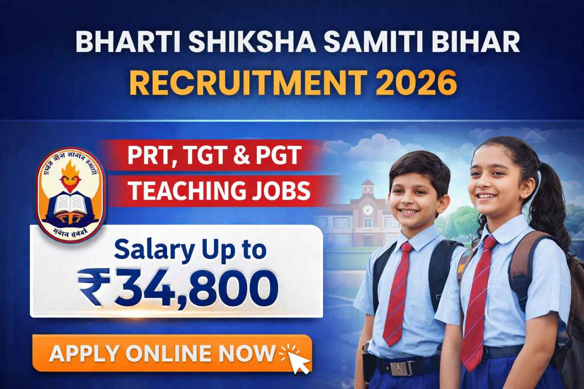Bharti Shiksha Samiti Bihar Recruitment 2026 for PRT, TGT, PGT posts. Check eligibility, salary, dates, and apply online at bsspatna.in.