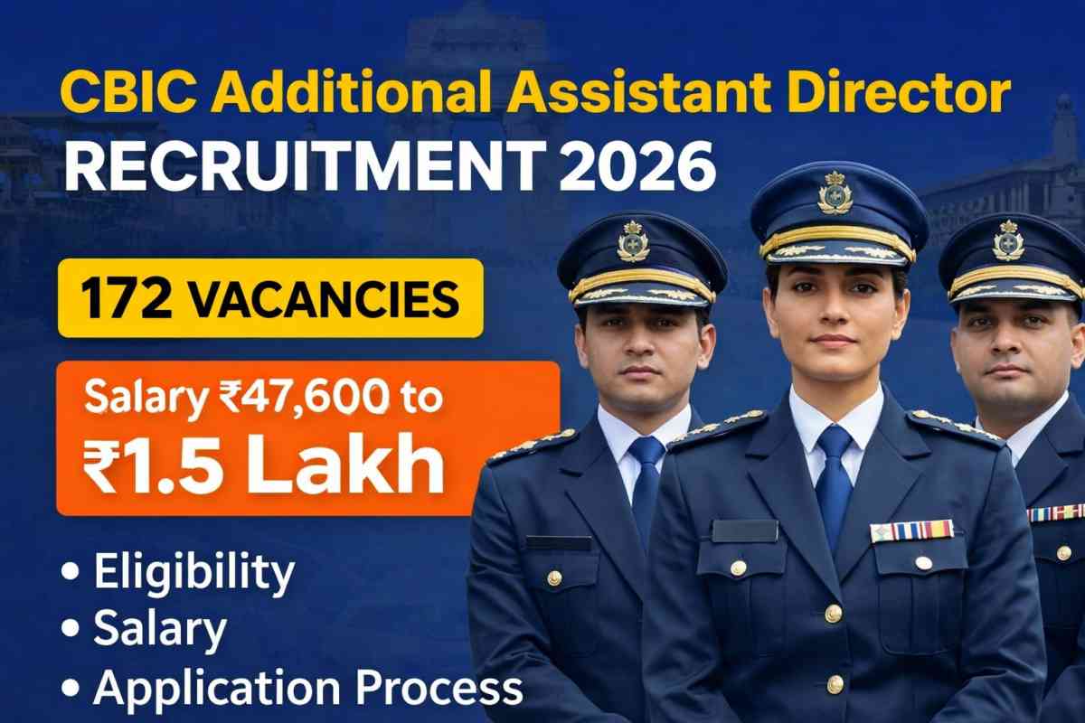 CBIC Additional Assistant Director Recruitment 2026 announced for 172 vacancies. Check eligibility, salary, application process, posting locations and last date to apply.