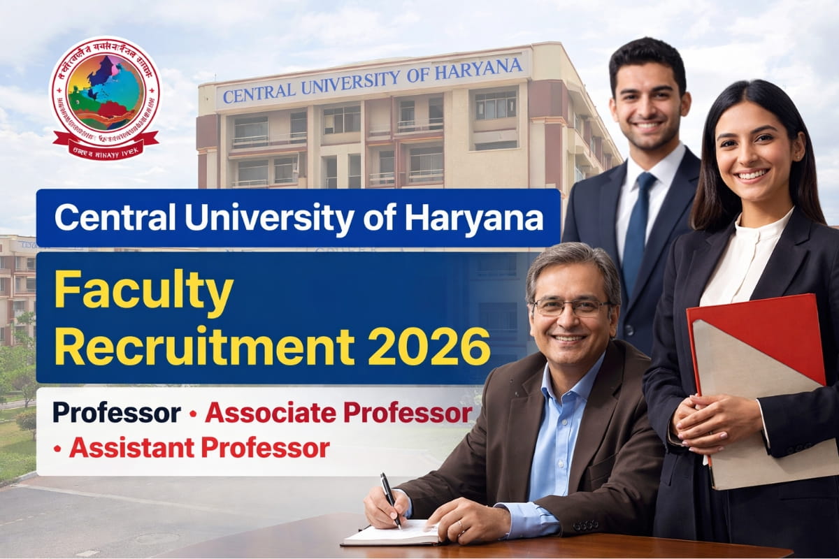 Central University of Haryana Faculty Recruitment 2026 notification for Professor Associate Professor and Assistant Professor posts