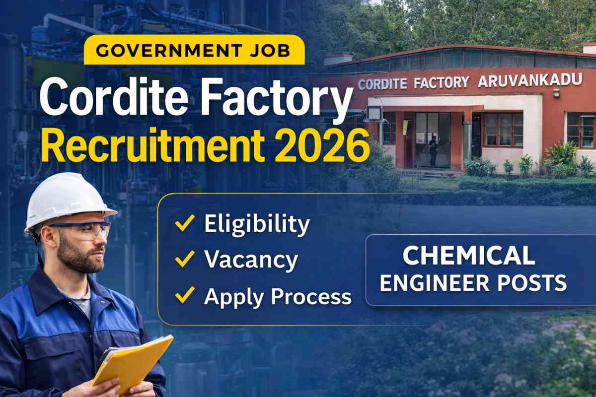 Cordite Factory Recruitment 2026 for Project Engineer posts. Check eligibility, vacancy, salary, and complete application process.