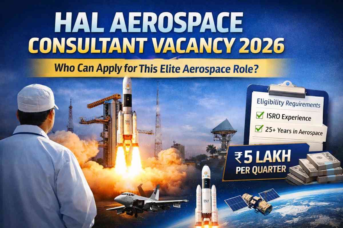 HAL Aerospace Consultant Vacancy 2026 offers ₹5 lakh per quarter salary for retired ISRO and aerospace experts. Check eligibility, selection process and apply details.