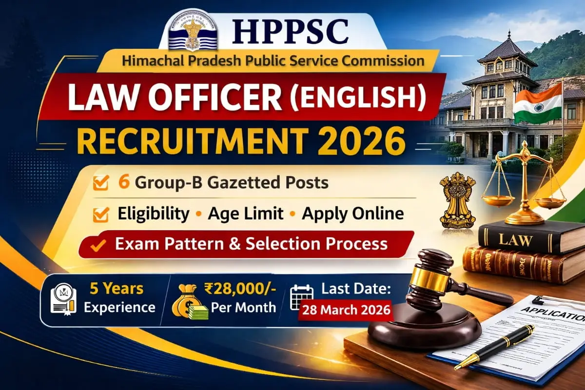HPPSC Law Officer Recruitment 2026 notification out for Group B post. Check eligibility, age limit, fee, exam pattern and apply online before 28 March 2026.