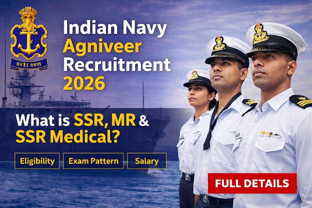 Indian Navy Agniveer Recruitment 2026 explained. Check SSR, MR and SSR Medical eligibility, age limit, exam pattern, physical test, salary and selection process.