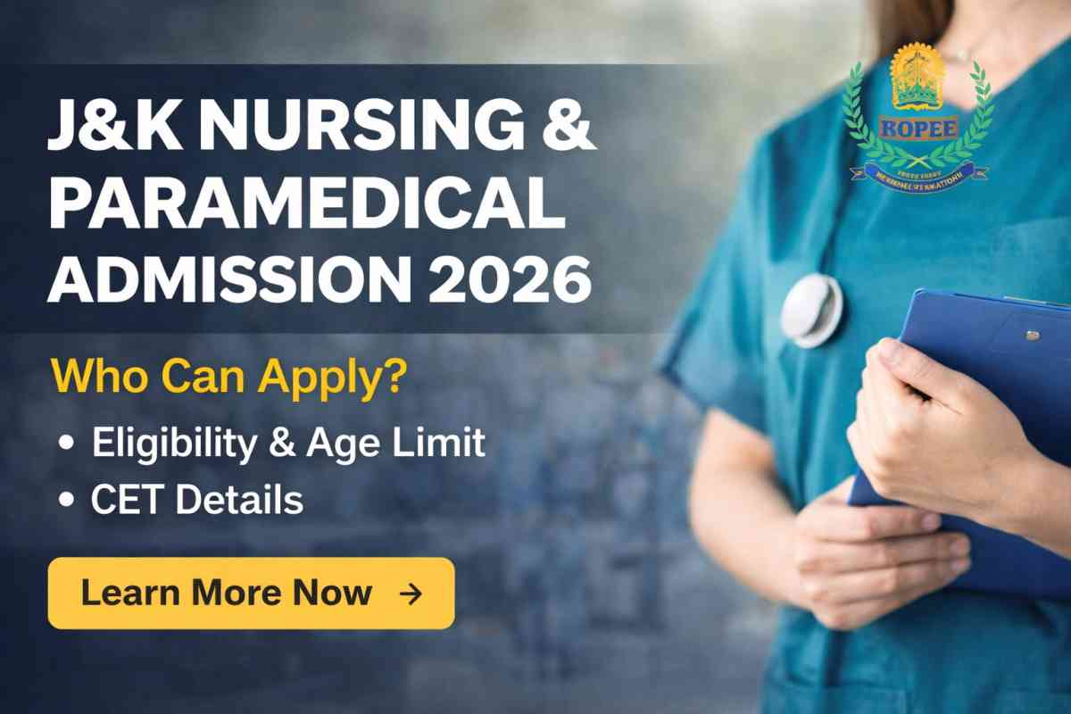 J&K Nursing Admission 2026 started. Check eligibility, age limit, CET details, important dates and how to apply for BOPEE BSc courses.
