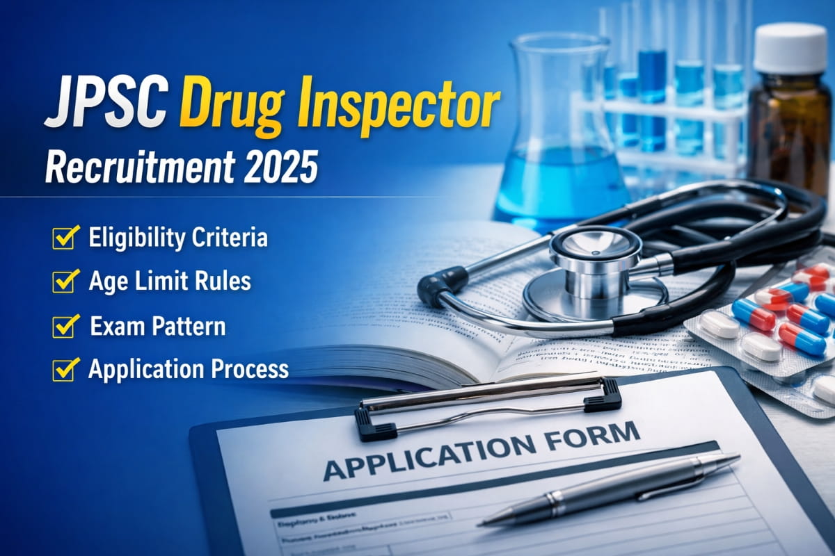 JPSC Drug Inspector Recruitment 2026 notification released. Check eligibility criteria, age limit, exam pattern, application process, important dates and other key details for candidates applying through JPSC.