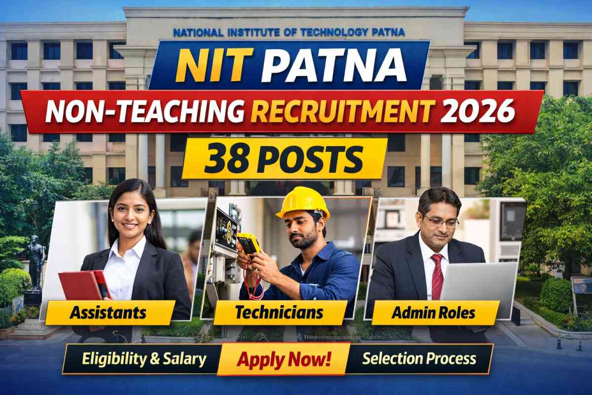 NIT Patna Non Teaching Recruitment 2026 notification released for 38 posts including Assistant, Technician and Administrative roles. Check eligibility, salary, selection process and how to apply online.