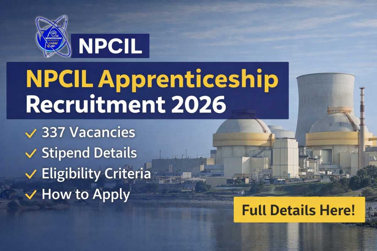 NPCIL Apprenticeship Recruitment 2026 offers 337 vacancies for ITI, Diploma & Graduates. Check eligibility, stipend, selection process and how to apply.