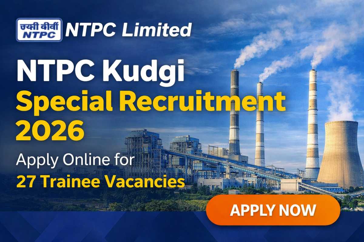 NTPC Kudgi Special Recruitment 2026 announced for 27 Artisan Trainee and Assistant Trainee posts. Check eligibility, vacancy details, dates and apply online.
