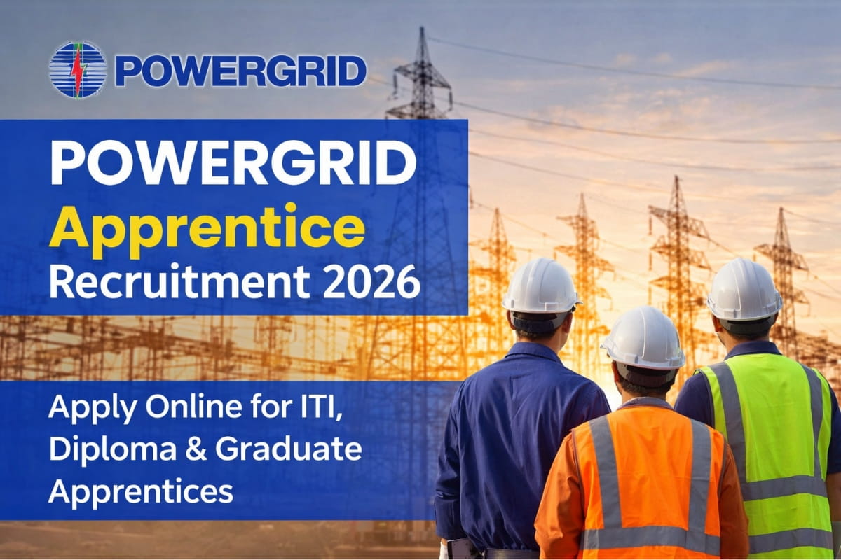 POWERGRID Apprentice Recruitment 2026 notification released. Check region-wise posts, eligibility, stipend, selection process and apply online for ITI, Diploma and Graduate apprentices before the last date.