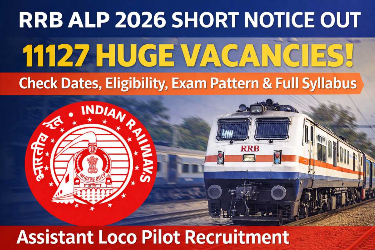 RRB ALP 2026 short notice released for 11127 Assistant Loco Pilot vacancies. Check eligibility, application dates, exam pattern, syllabus and selection process.