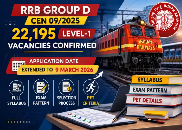 RRB Group D CEN 09/2025 Update: 22,195 Vacancies Confirmed, Application Deadline Extended – Check Syllabus & PET Criteria