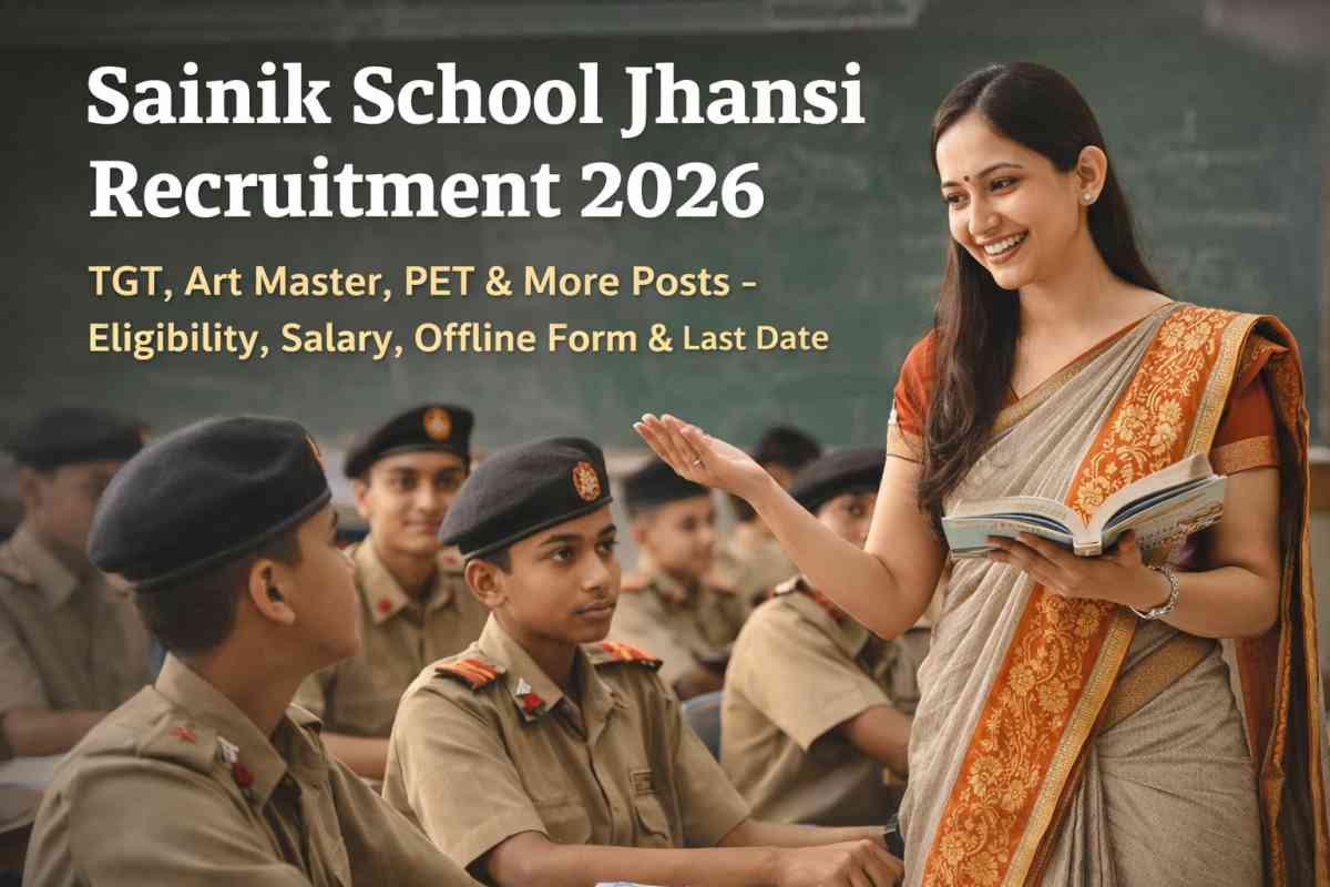 Sainik School Jhansi Recruitment 2026 notification released for TGT, PET, Art Master & more posts. Check eligibility, salary, offline form and last date.