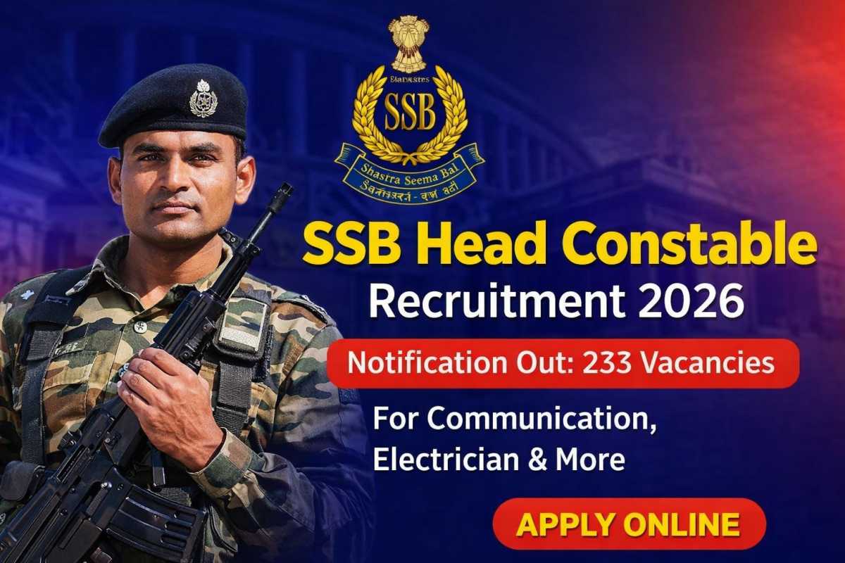 SSB Head Constable Recruitment 2026 notification released for 233 vacancies. Check eligibility, vacancy details, selection process and how to apply online.