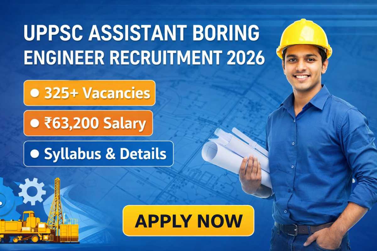 UPPSC Assistant Boring Engineer Recruitment 2026: Check vacancy, eligibility, exam pattern, syllabus, salary and how to apply online.