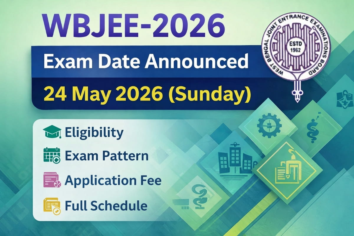 WBJEE 2026 exam date announced for 24 May 2026. Check full exam schedule, eligibility criteria, exam pattern, marking scheme and application fee details for WBJEE 2026.