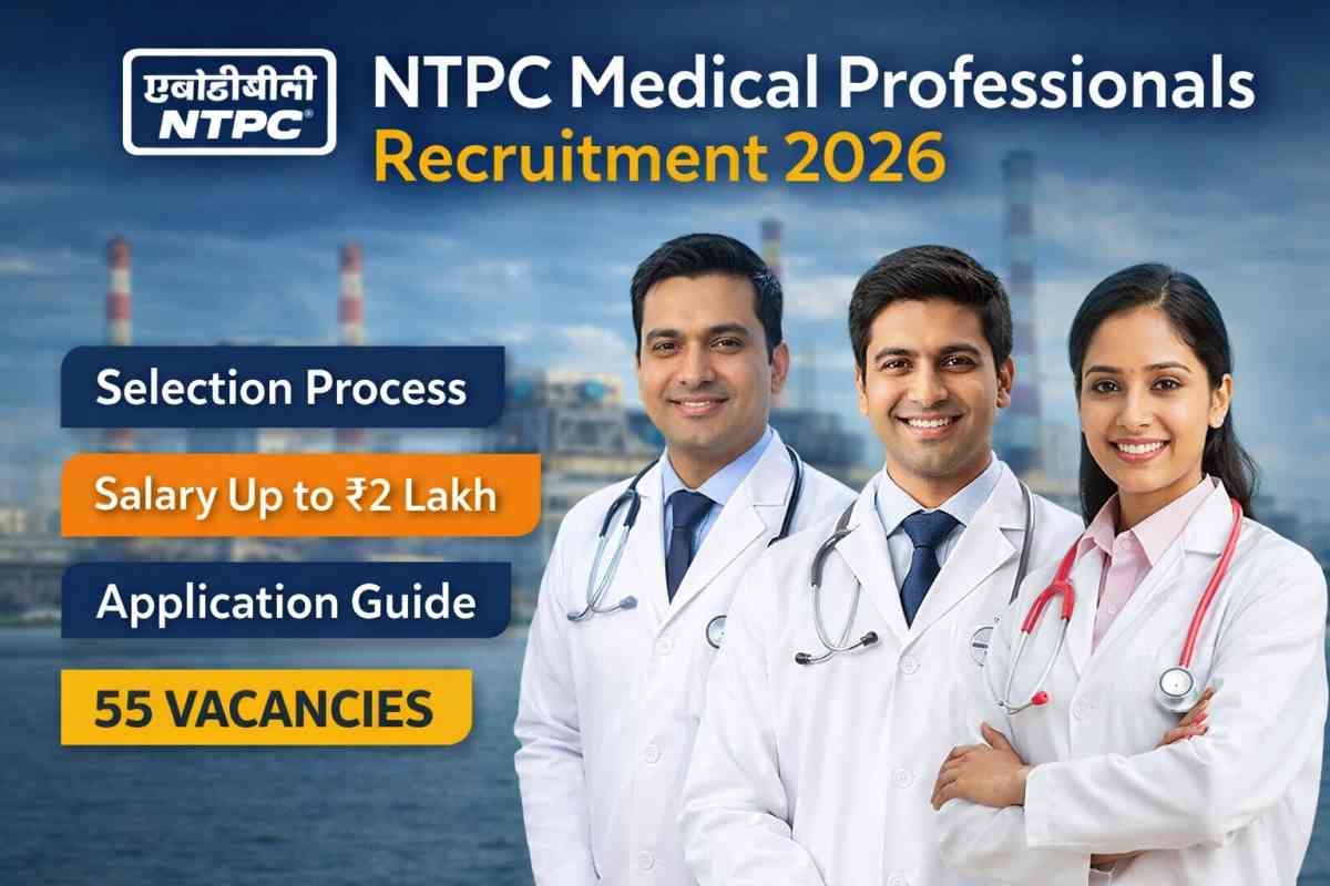 NTPC Medical Professionals Recruitment 2026 offers 55 vacancies with salary up to ₹2 lakh. Check eligibility, selection process, and how to apply.