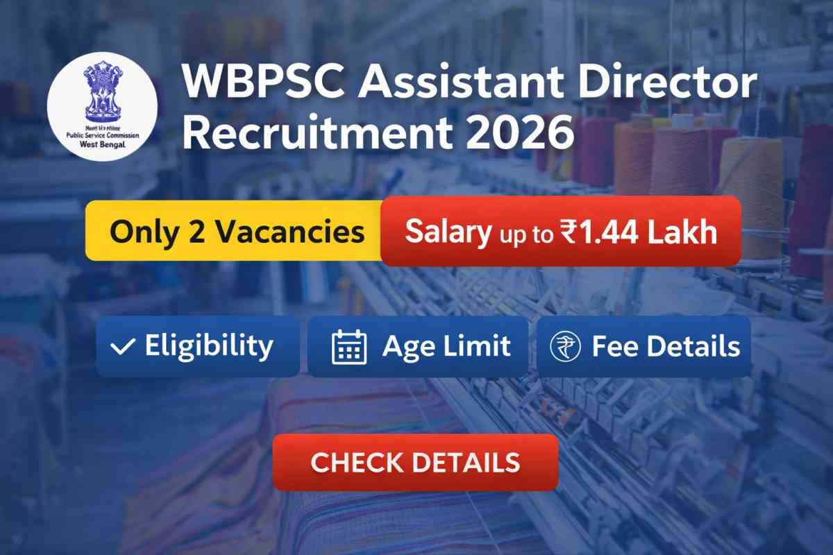 WBPSC Assistant Director Recruitment 2026: Check eligibility, age limit, fee, salary, and selection process. Apply online before 20 April 2026.