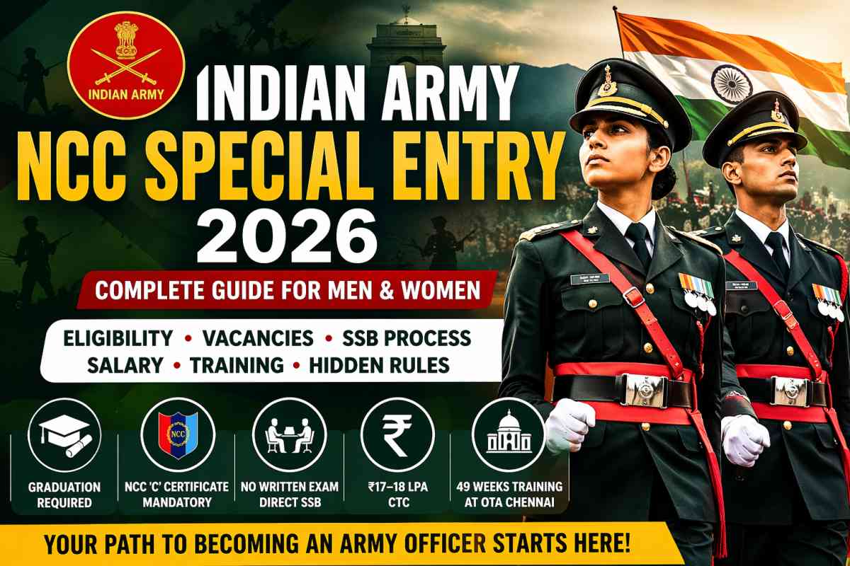 Indian Army NCC Special Entry 2026 guide with eligibility, vacancies, SSB process, salary, training details and important rules for men and women.