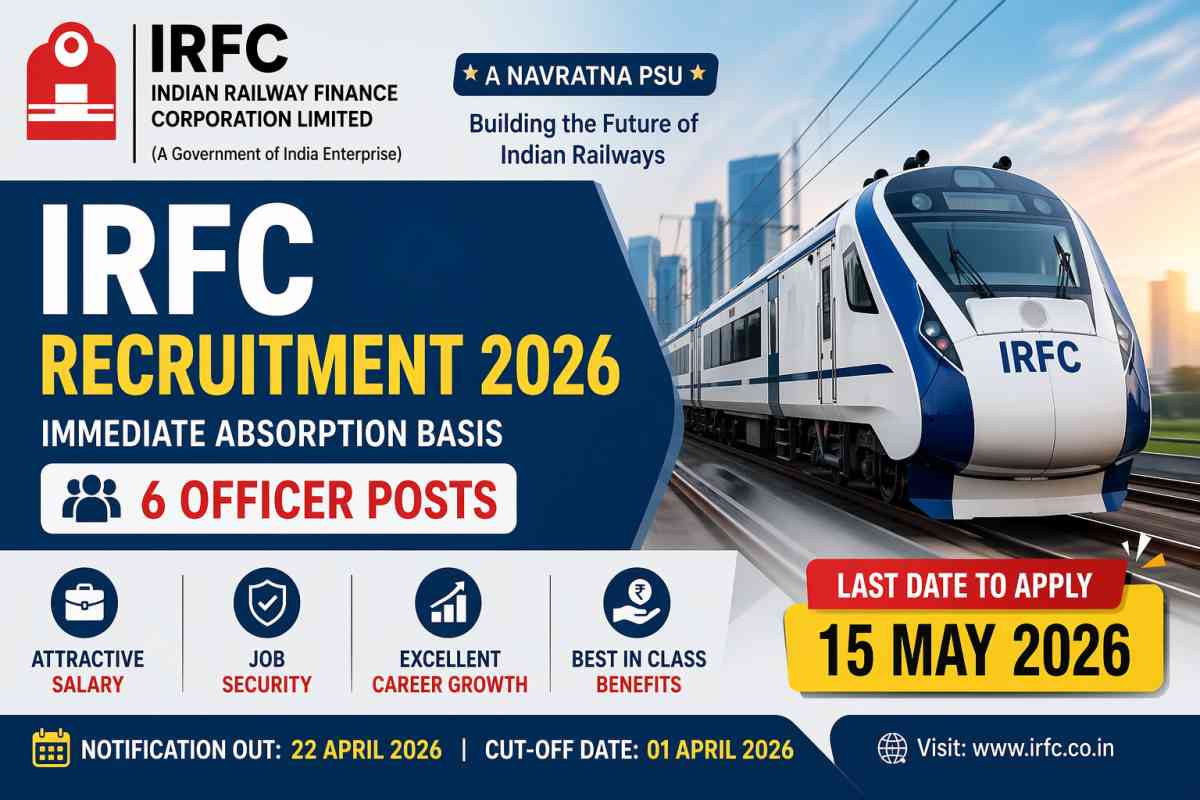 IRFC Recruitment 2026 for 6 officer posts. Check eligibility, salary, selection process, and apply before 15 May 2026. Full details here.