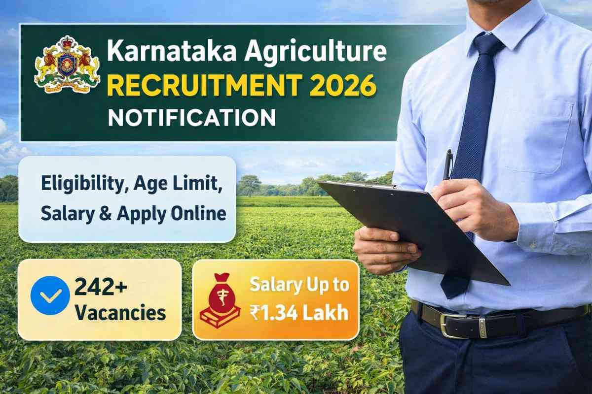 Karnataka Agriculture Recruitment 2026 Notification released for 242+ posts. Check eligibility, age limit, salary, exam pattern and apply online details.
