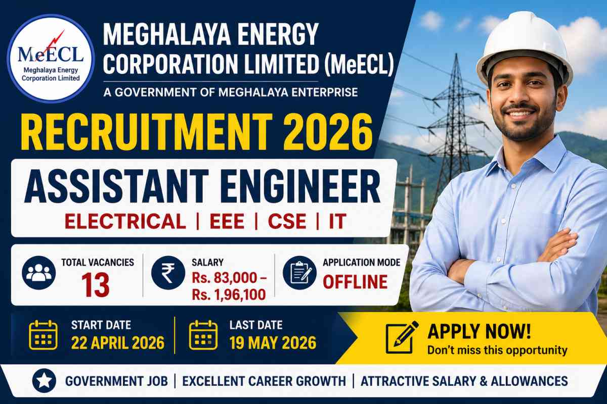 MeECL Assistant Engineer Recruitment 2026 announced for 13 AE posts in Electrical, EEE, CSE and IT. Check eligibility, salary, dates and apply process.