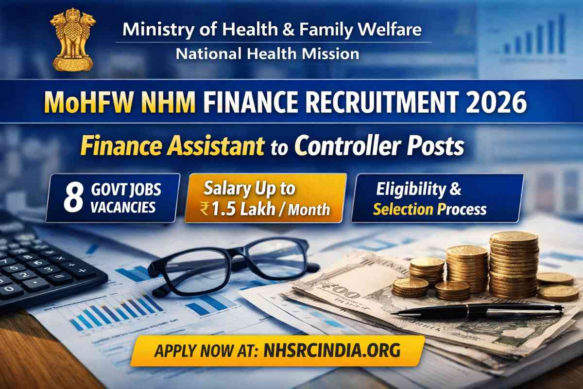 MoHFW NHM Finance Recruitment 2026 offers 8 vacancies from Assistant to Controller posts with salary up to ₹1.5 lakh. Check eligibility and apply now.