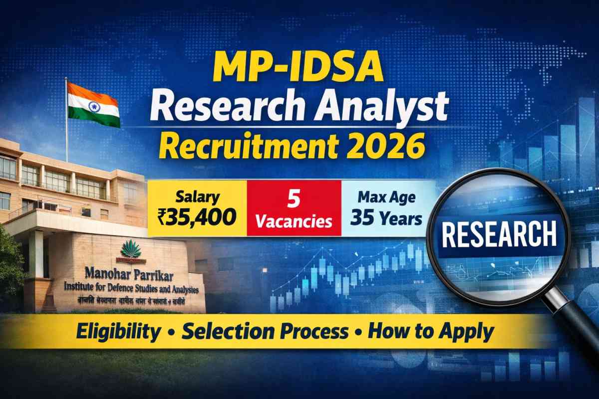 MP-IDSA Research Analyst Recruitment 2026: Check eligibility, salary ₹35,400, age limit, vacancies, selection process and how to apply before last date.