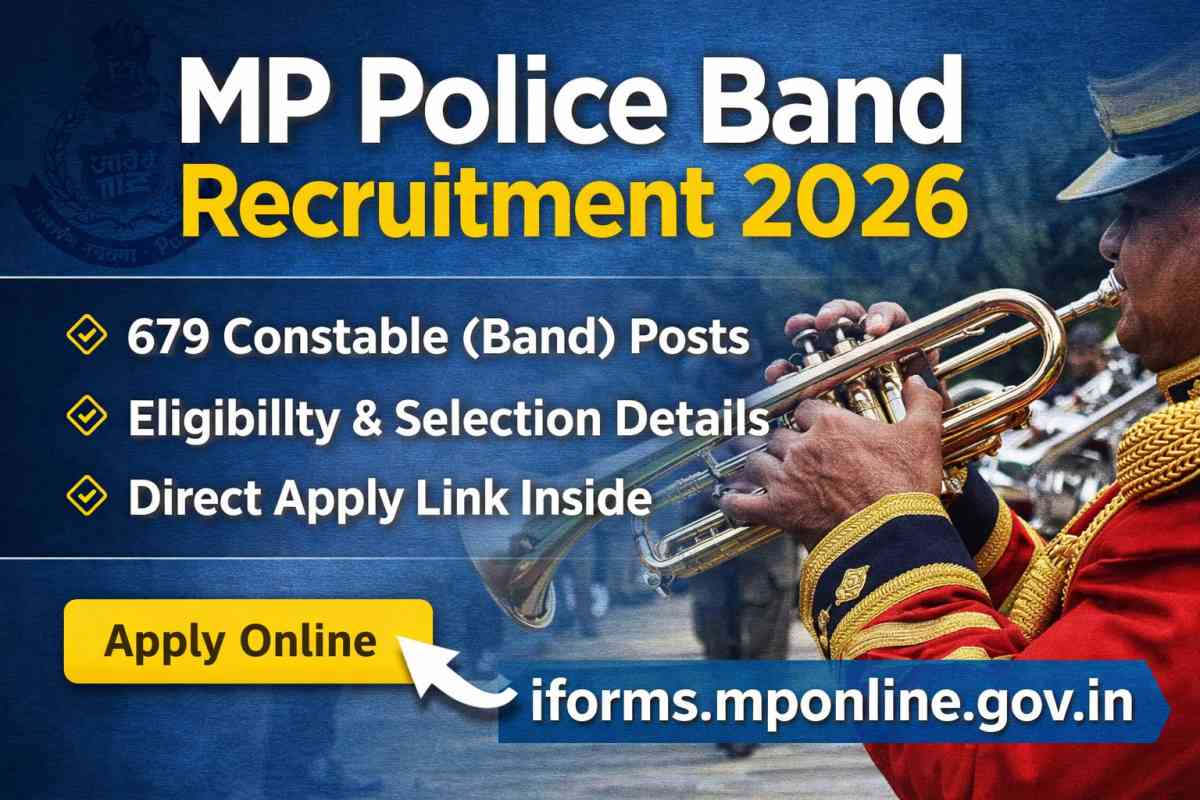MP Police Band Recruitment 2026 for 679 posts. Check eligibility, dates, selection process and apply online through direct link.
