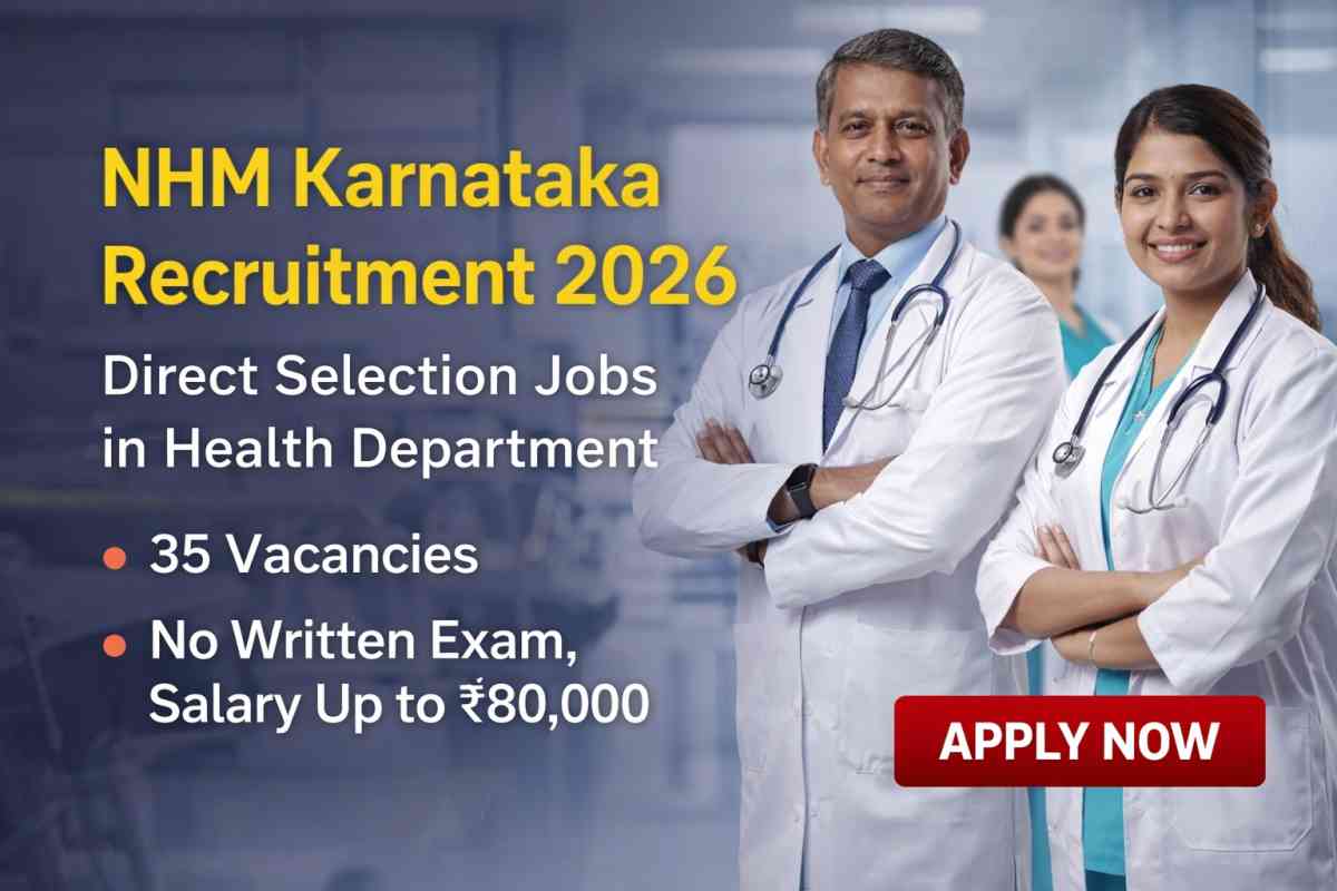NHM Karnataka Recruitment 2026 offers 35 vacancies through walk-in interview. Check eligibility, salary up to ₹80,000 and selection process.
