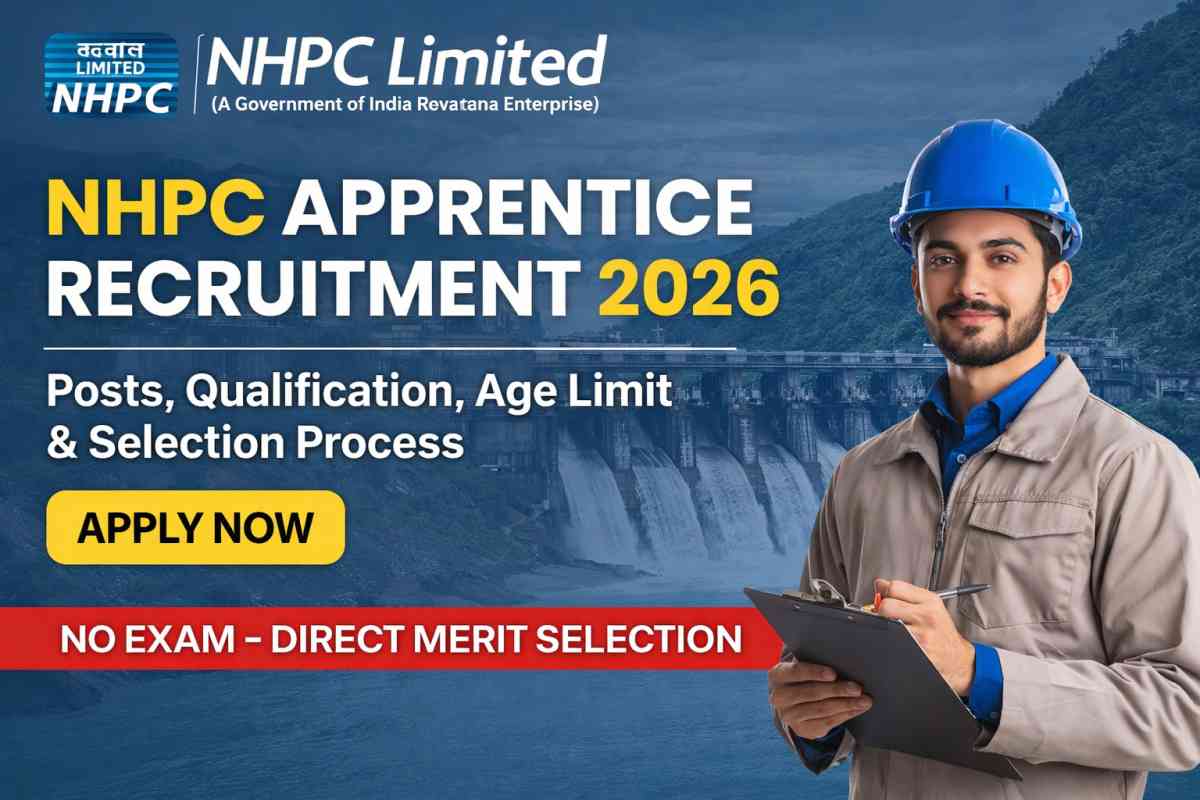 NHPC Apprentice Recruitment 2026: Check posts, eligibility, age limit, stipend and selection process. Apply online for 180+ apprentice vacancies.
