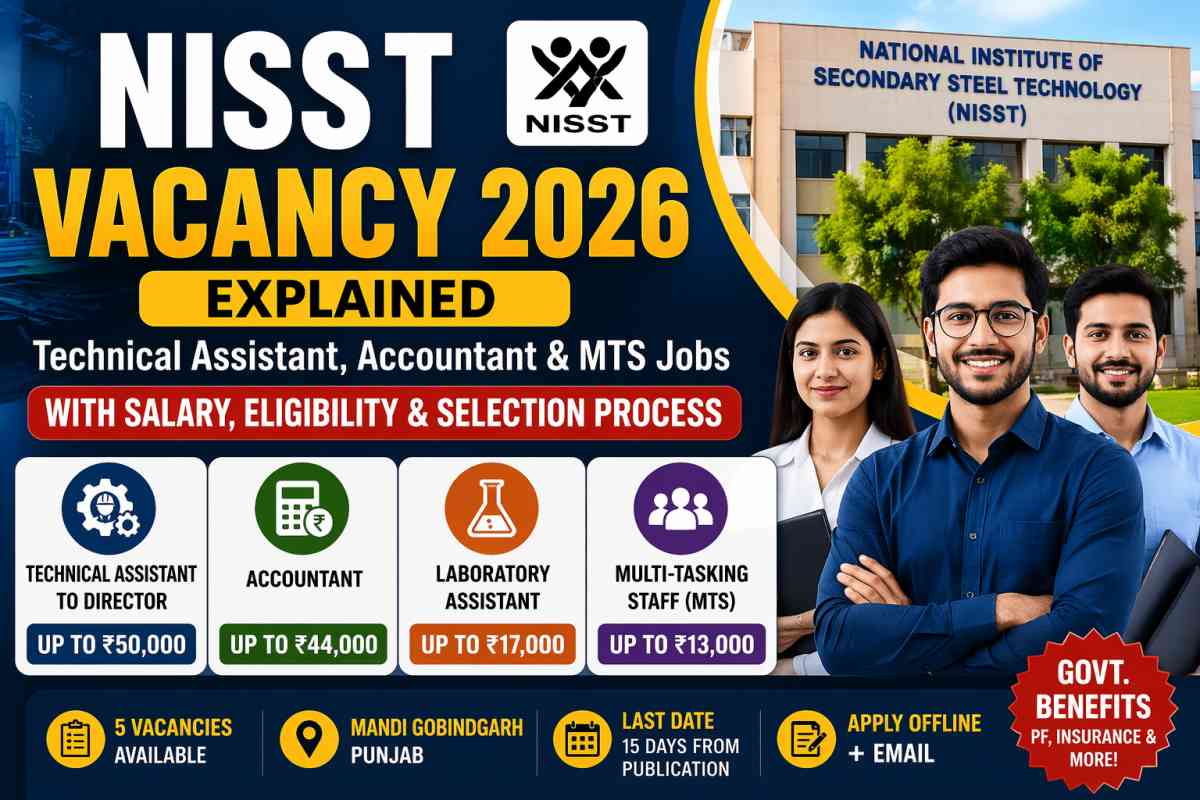 NISST Vacancy 2026 details including Technical Assistant, Accountant, MTS posts, salary up to ₹50,000, eligibility, and selection process explained.