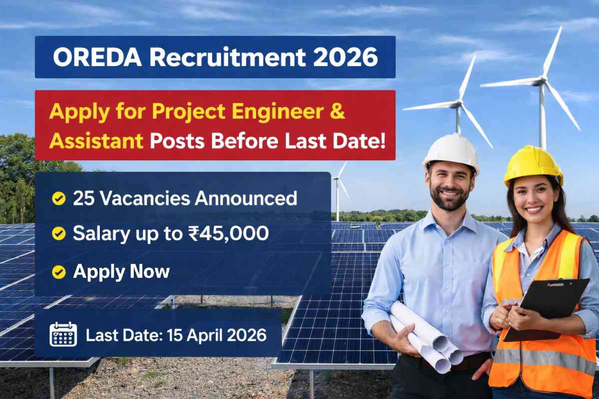 OREDA Recruitment 2026 notification out for 25 Project Engineer & Assistant posts. Check eligibility, salary, and apply offline before last date.
