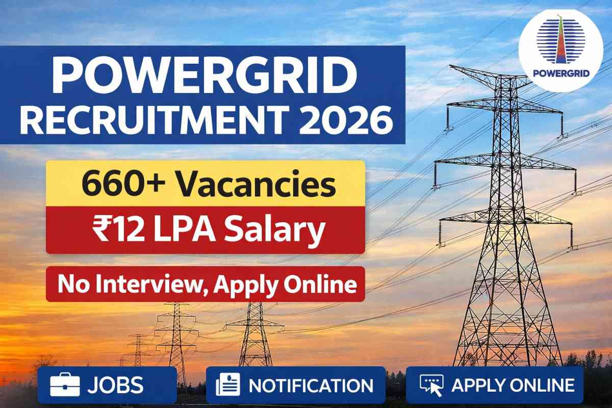 POWERGRID Recruitment 2026 Notification out for 660+ posts. Check eligibility, salary, vacancy details and apply online before last date.