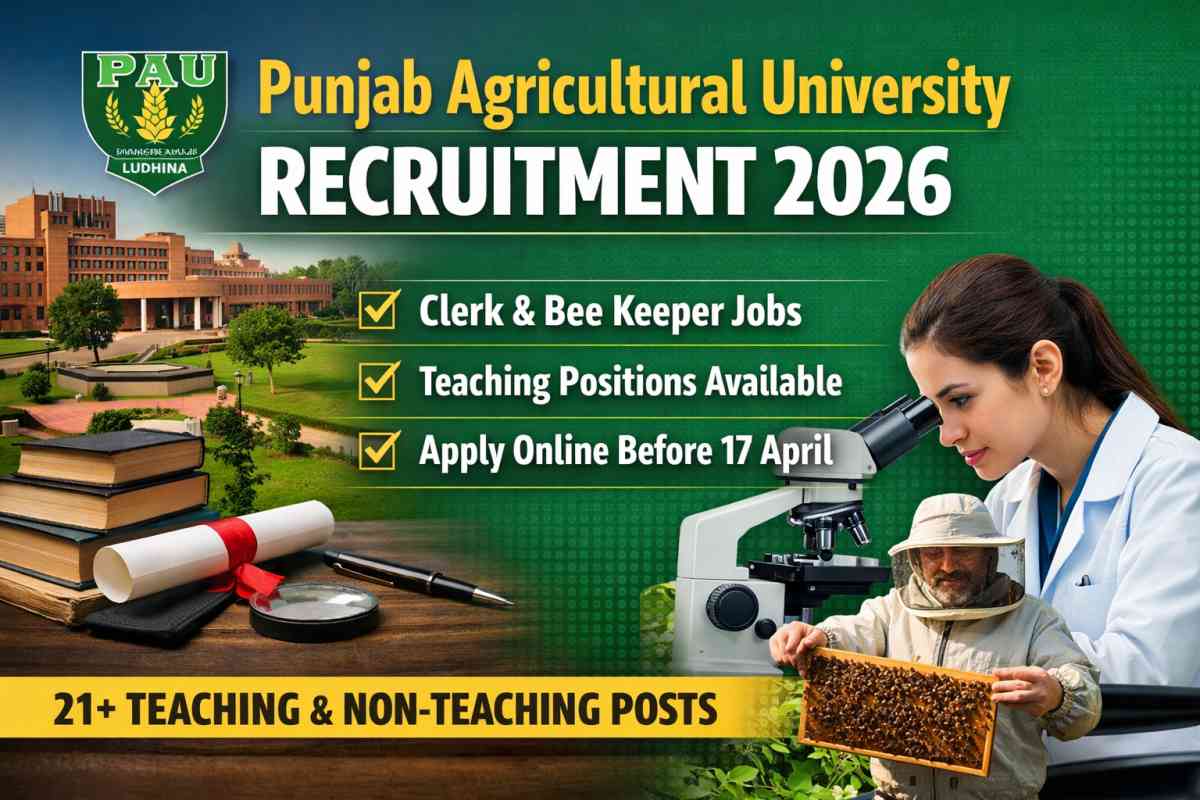Apply for Punjab Agricultural University Recruitment 2026. Check Clerk, Bee Keeper, and teaching posts, eligibility, fees, and last date.
