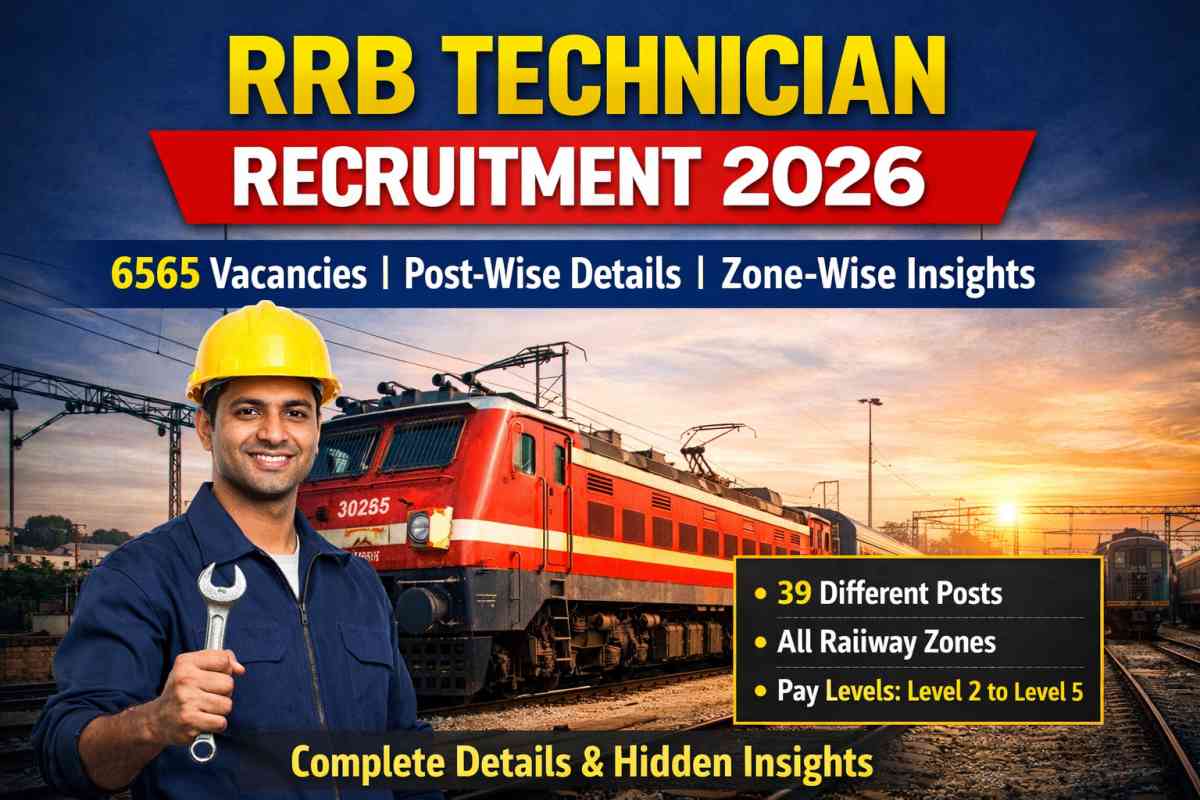 RRB Technician Recruitment 2026 offers 6565 vacancies. Check post-wise details, zone distribution, pay levels and key insights for railway jobs.