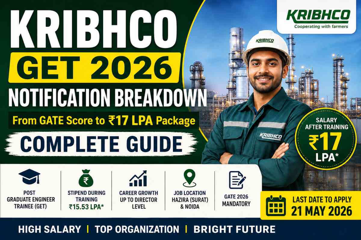 KRIBHCO GET 2026 Notification details, eligibility, GATE requirement, salary up to ₹17 LPA, and how to apply before 21 May 2026.