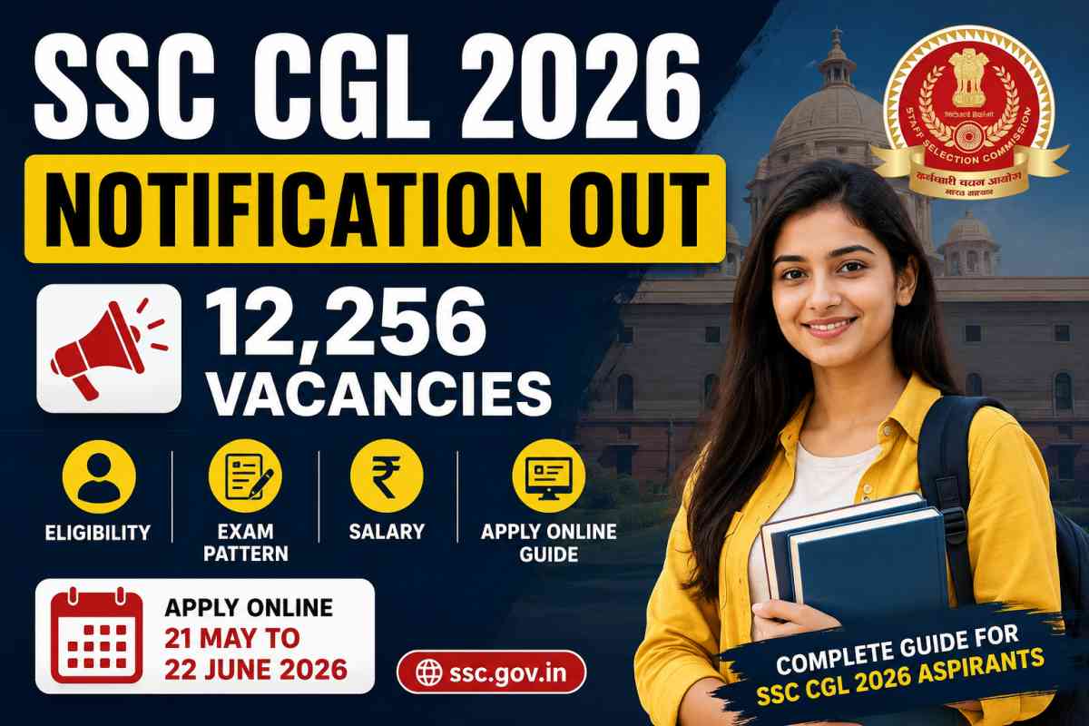 SSC CGL 2026 Notification released for 12256 vacancies. Check eligibility, exam pattern, salary, important dates and apply online process.