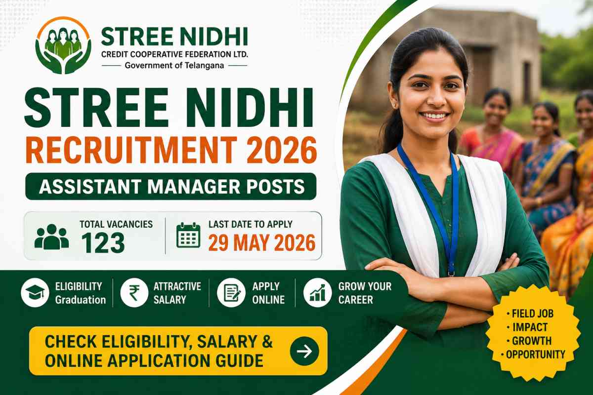 Stree Nidhi Recruitment 2026 announced for 123 Assistant Manager posts. Check eligibility, salary, exam pattern, last date and online application process.